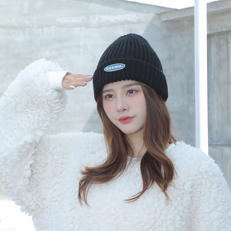 Pure Color All-Matching Knitted Hat Autumn and Winter Korean Style Sweet Cute Wool Hat Fashion Warm Keeping Cold-Proof Skullcap