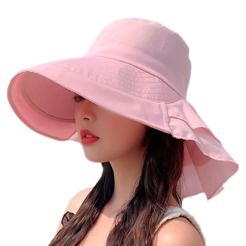 8062 New Hat Women's Summer Neck Protection Sun Protection Sun Hat Travel Big Brim Fisherman Hat Outdoor Riding Sun Hat