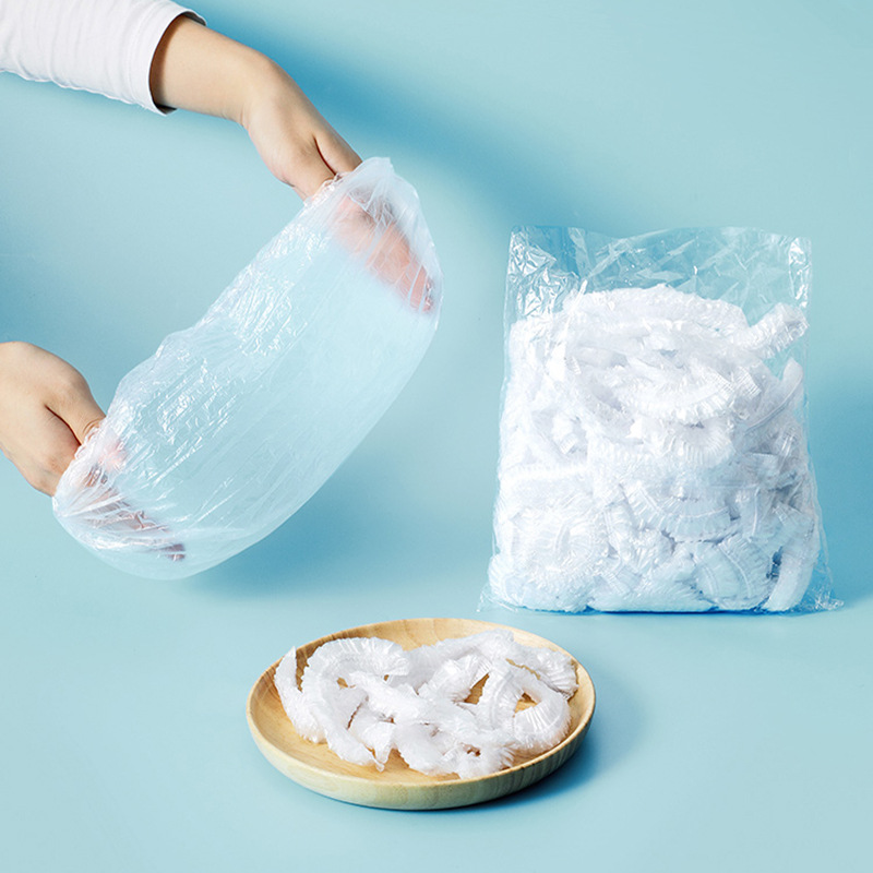 一次性浴帽酒店宾馆洗澡头套防水pe塑料透明防尘保鲜膜套100个