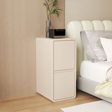 奶油床头柜简约现代实木床边柜卧室小型床边超窄轻奢储物柜收纳