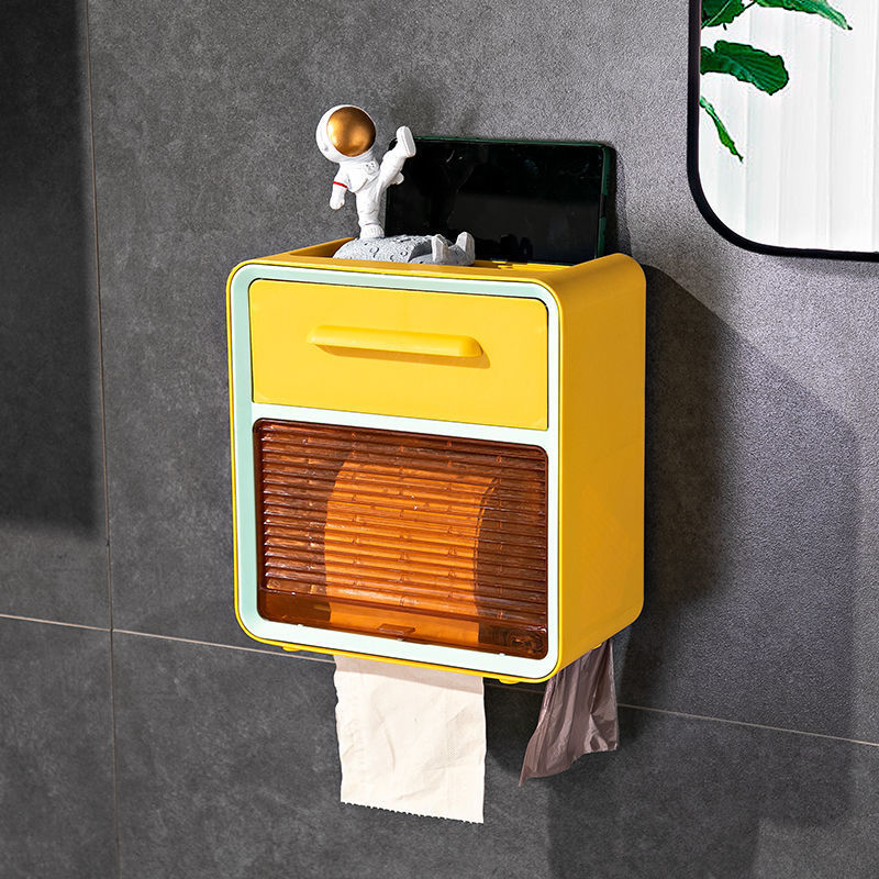 Toilet Tissue Box Toilet Paper Holder Toilet Paper Toilet Paper Roll Holder Storage Rack Waterproof Punch-Free Wall-Mounted