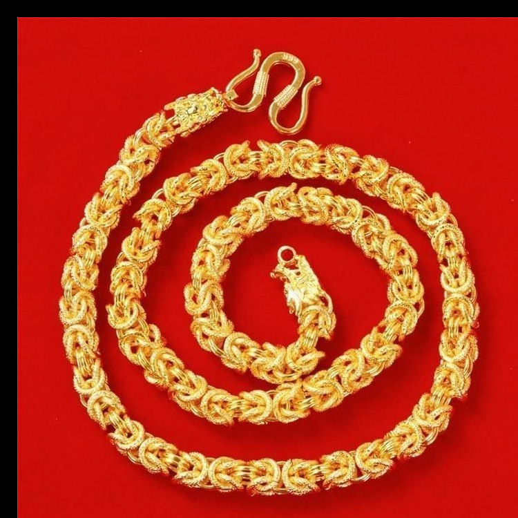 抢精品黄铜镀金男士龙头项链 男士龙骨项链 龙头霸气项链黄金色链