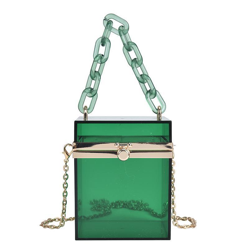 2023 Summer New Korean Style Acrylic Transparent Box Chain Small Square Bag Internet Celebrity Hand-Carrying Shoulder Messenger Bag for Women
