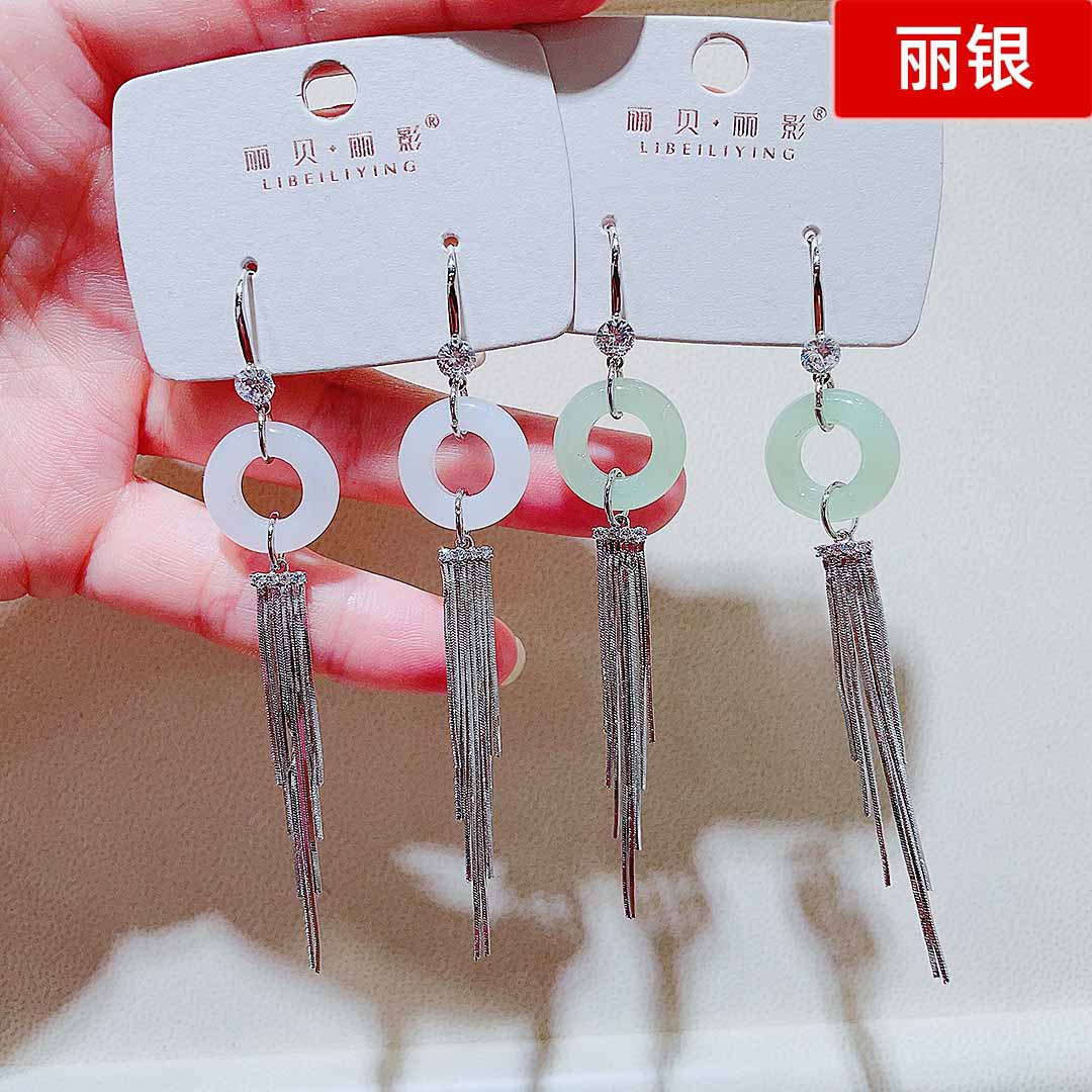 丽银饰品耳饰春夏季新款个性风潮耳环女时尚几何形耳钉长款9342