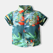 男童夏威夷热带休闲衬衫2021夏季新款儿童短袖数码印花翻领衬衣