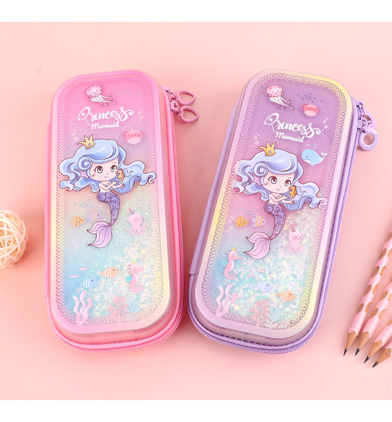 流沙梦幻独角兽笔袋女孩可爱多功能大容量多层创意网红流沙铅笔盒