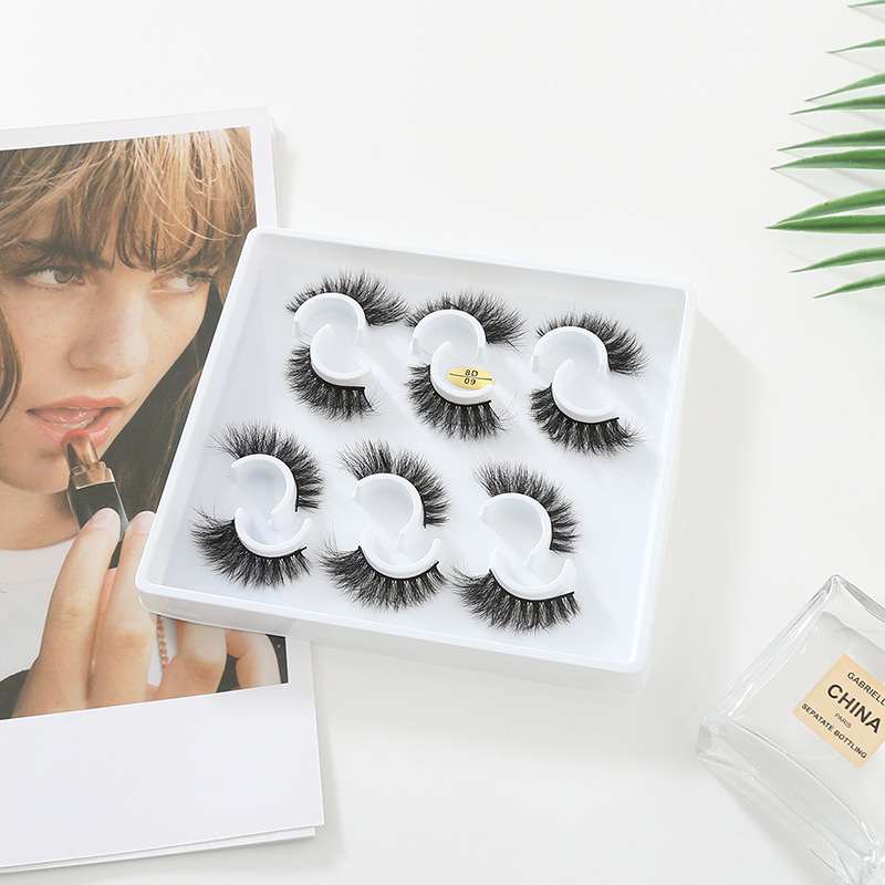 Cross-Border European and American New Six Pairs High Simulation Mink False Eyelashes Natural Curling Thick Fluffy Eyelashes Wholesale