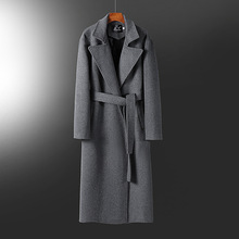 男士羊毛呢子大衣风衣长款商务加厚冬季新品灰色休闲羊绒毛呢外套