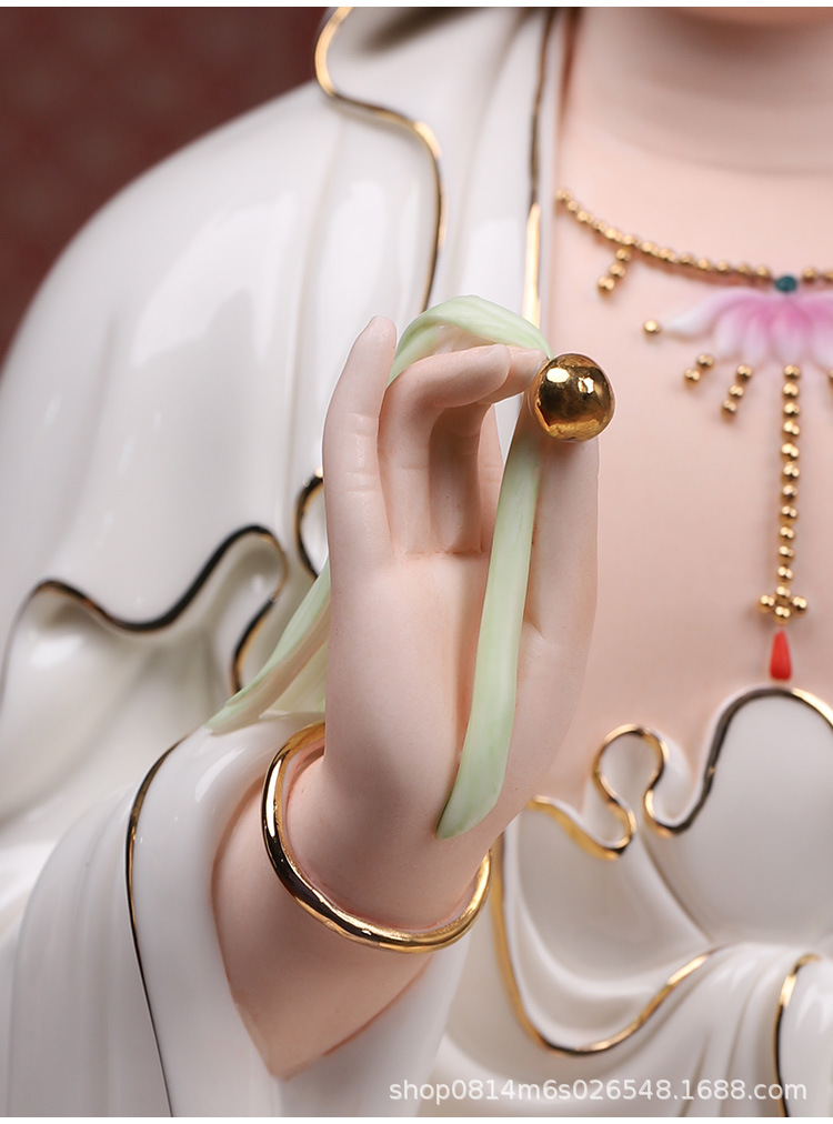 菩语阁德化陶瓷如意观音菩萨佛像南海观世音神像摆件家用供奉平安