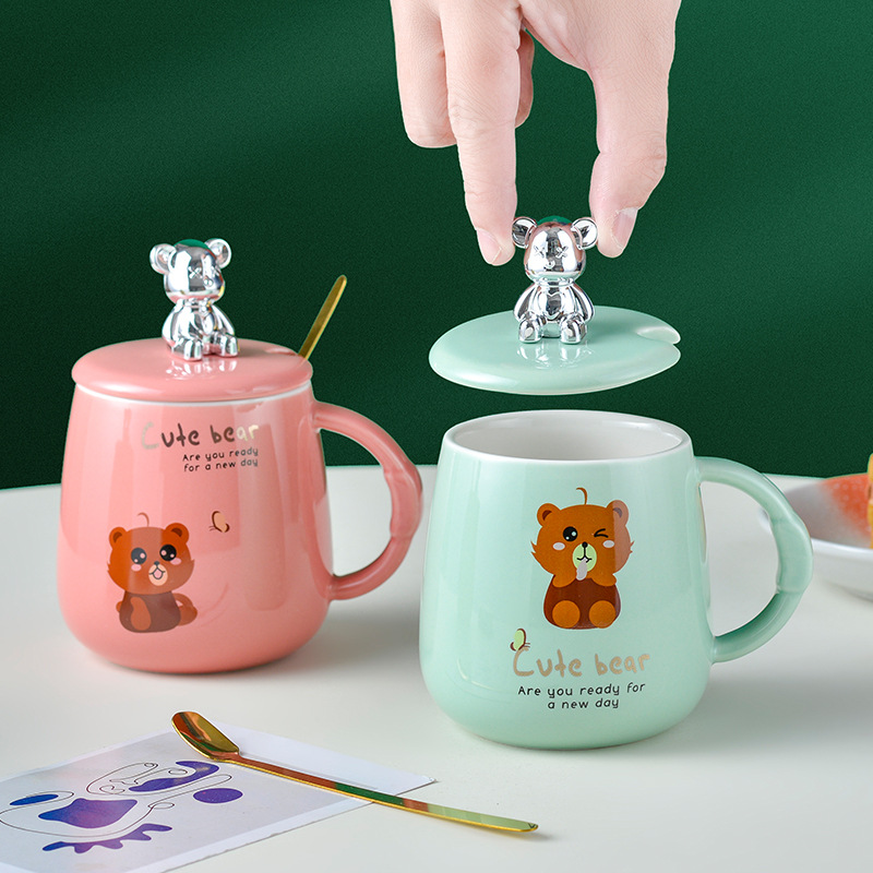 Cute Bear Girl Breakfast Cup Good-looking Ceramic Cup Home Office Couple Water Cup Gift Mug