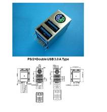 PS/2+Double USB 3.0 A Type 双色 铜壳