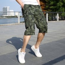 夏季男士新款中年纯棉工装七分裤迷彩户外工装跨境大码肥佬男短裤