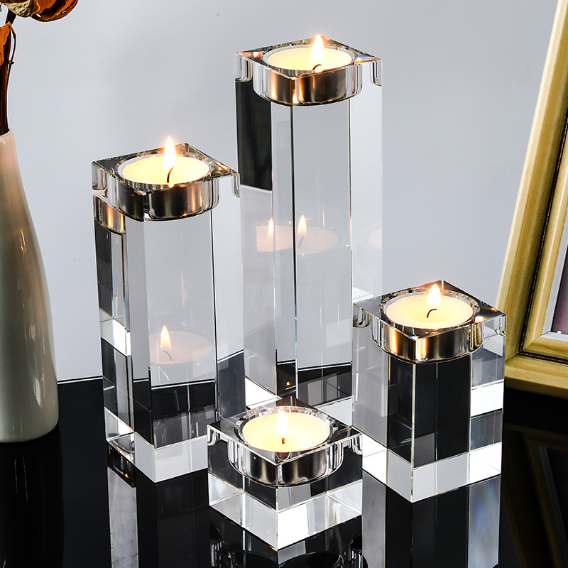 Factory Direct Sales Crystal Candle Holder Ornaments European Glass Candle Holder Candlestick Aromatherapy Candle Cup
