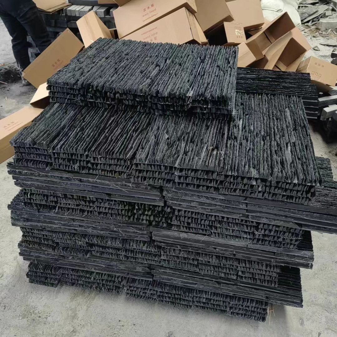 天然外墙砖黑色流水板仿古庭院背景水幕墙流水石墙面铺贴真文化石