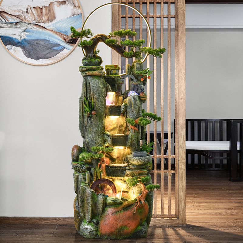 假山流水喷泉摆件鱼池招财办公室内阳台装饰花园庭院盆景观加湿器