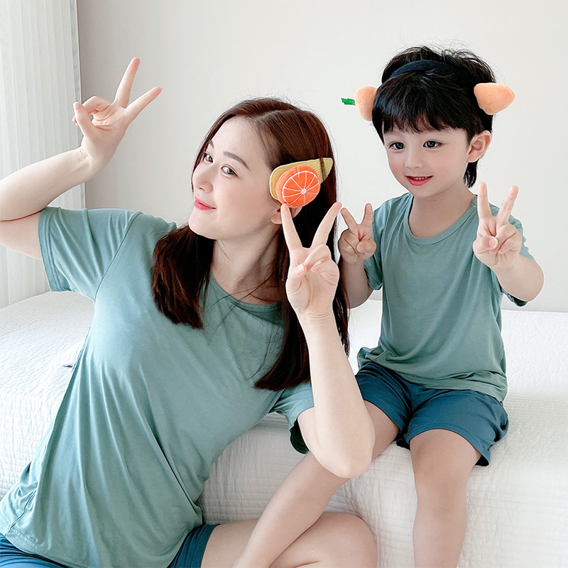 parent-child leisure wear set new children‘s pajamas summer thin short-sleeved casual boys‘ and girls‘ suit breathable