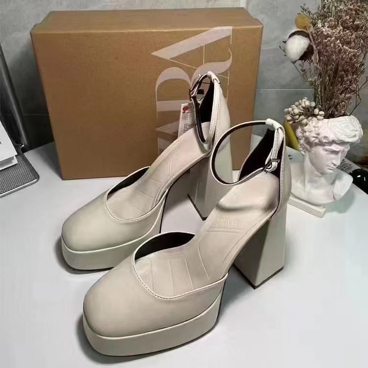 za秋季新品2024年圆头包头防水台高跟鞋芭比鞋粗跟搭扣玛丽珍女鞋