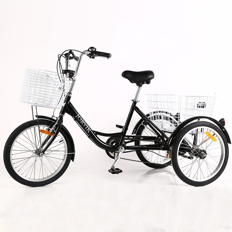 现货外贸批发20-26寸铝合金人力三轮6速变速老年代步三轮车自行车