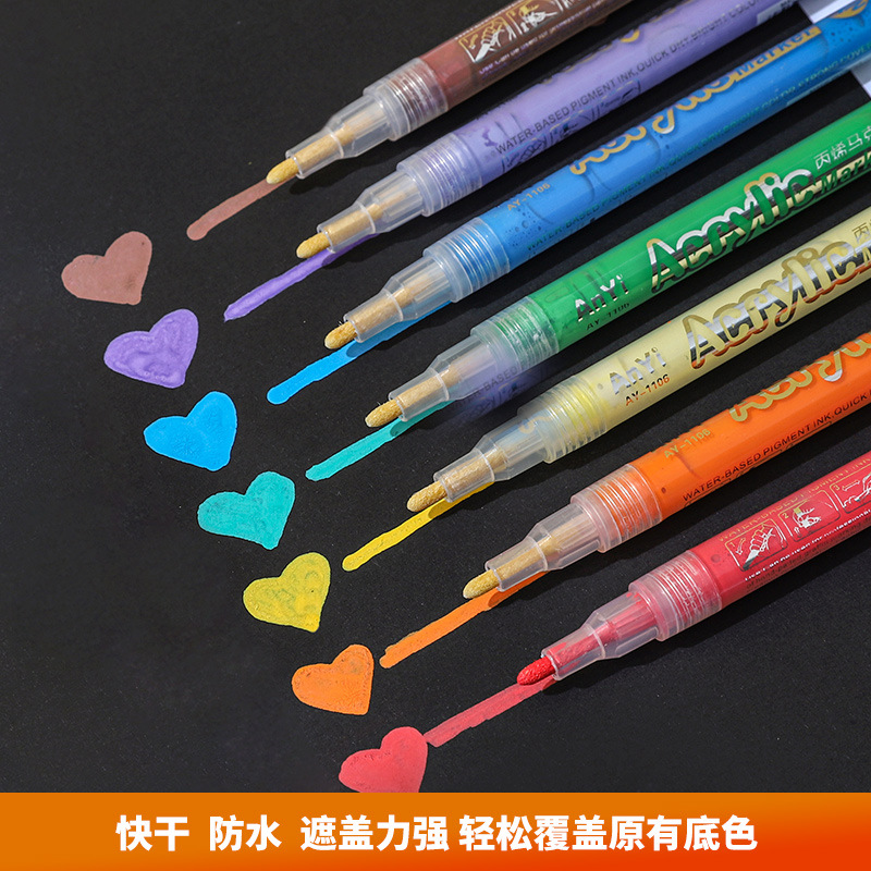 Acrylic Marker Pen Water-Based Paint Acrylic Brush Marking Pen 24 Color Ceramic Stone Painted Acrylic Brush
