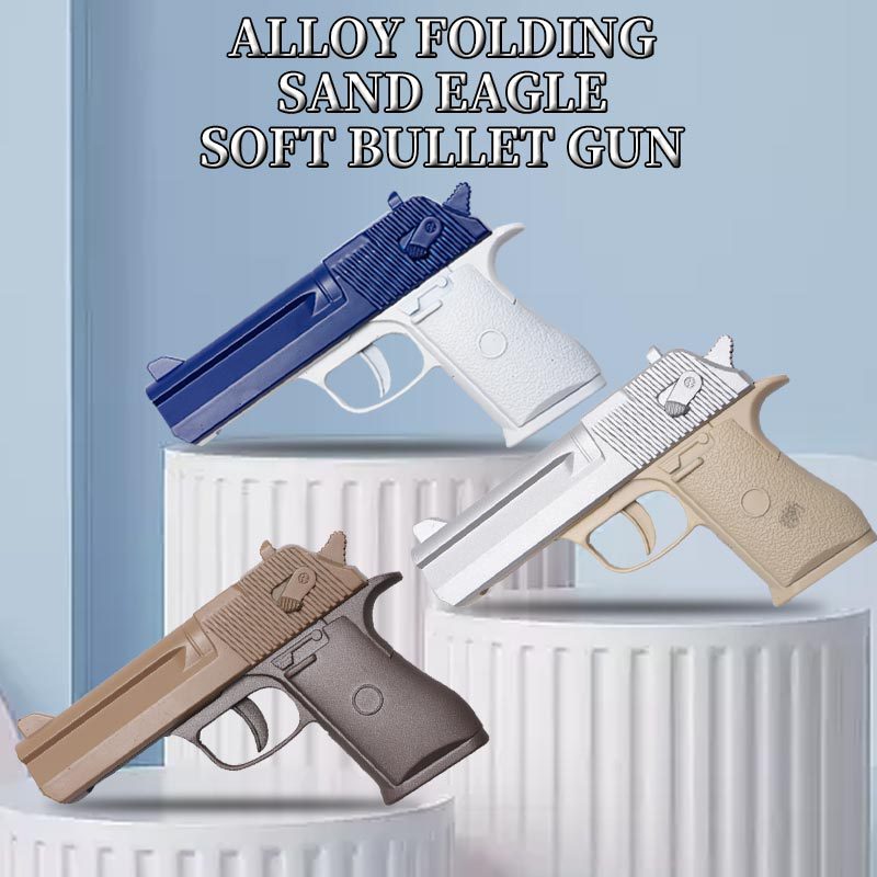 [Strict Selection] Cross-Border New Arrival Children's Toy Full Alloy Soft Bullet Gun Creative Folding Alloy Gun Model Gun Decoration