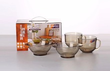 艾格莱雅康馥餐具四件套真色彩玻璃套装礼盒钢化玻璃餐具促销礼品