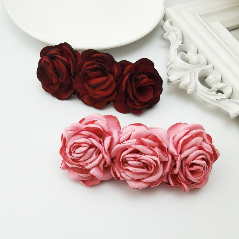 立体玫瑰弹簧夹大姐姐同款发夹日韩气质优雅花朵发饰顶夹头饰发卡
