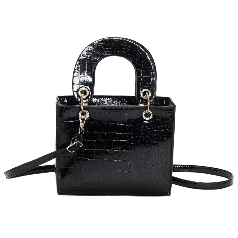 High-Grade Patent Leather Glossy Crocodile Pattern Crescent Ring Handbag 2023 Spring Popular Fashion Shoulder Messenger Bag