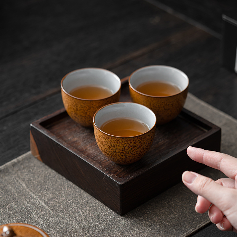 Japanese Style Handmade Retro Stoneware Tea Cup Antique Kiln Baked Porcelain Master Cup Household Kung Fu Tea Set Tea Cup Single Cup