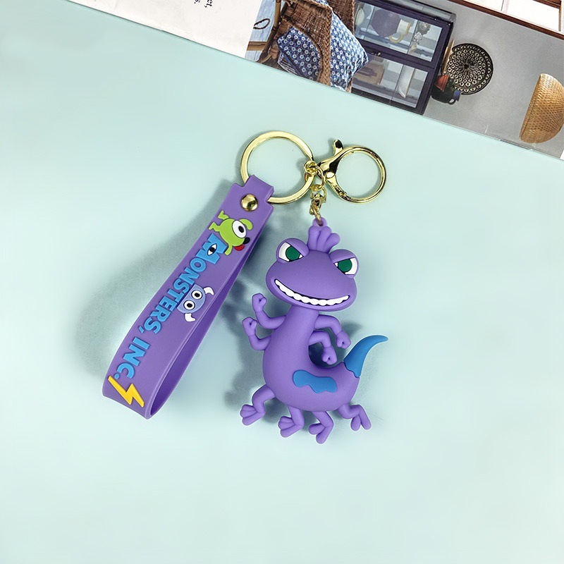 Creative Cartoon Monsters Inc Keychain Long Hair Monster Monocular Chameleon Key Chain Men and Women's Pendants