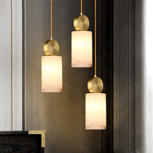 全铜云石轻奢小吊灯新中式北欧现代卧室餐厅吊灯楼梯吊线灯床头灯