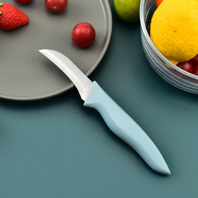 塑料水果刀弯头弯嘴小刀塑料柄礼品切水果刀批发家用折叠削皮刀