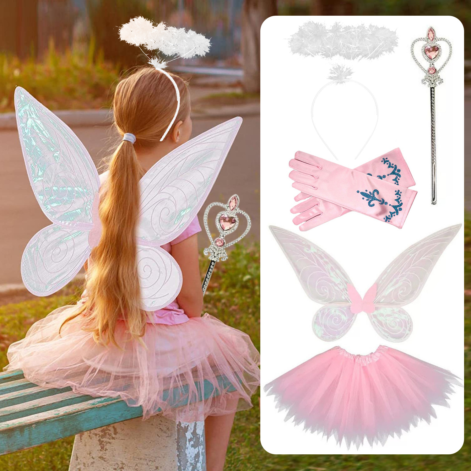 New Halloween Children's Kindergarten Masquerade Dress up Props Cosplay Angel Butterfly Wings Suit