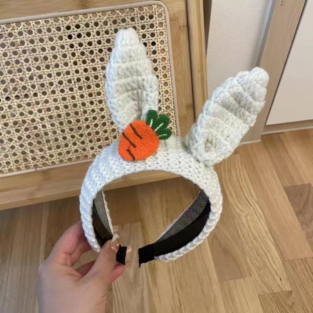 Cartoon Graceful and Cute Bunny Headband Hair Clip Face Wash Wool Knitted Headband Non-Slip Hair Pressing Headwear Women