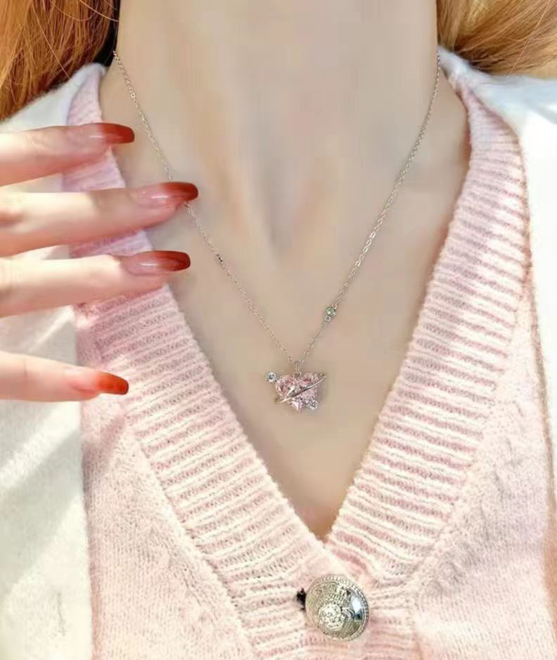 White Copper Fan Qi Butterfly Dream Necklace Three Seconds Heartbeat Same Style Full Series Flexible Bow Clavicle Chain Fashion Wholesale