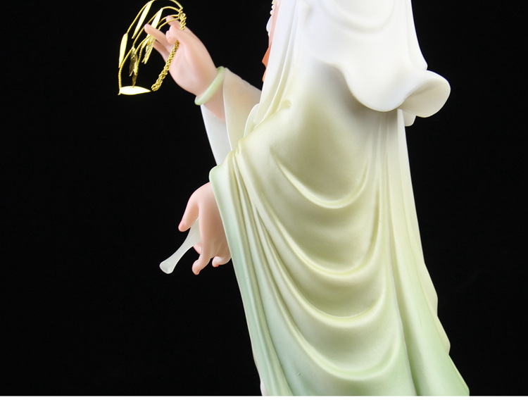 汉白玉一叶观音佛像居家供奉家用观世音菩萨站像客厅平安祝福摆件