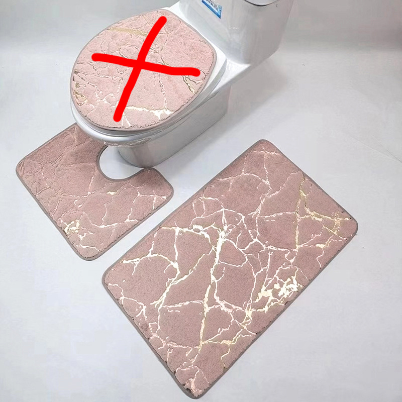 Foreign Trade Cross-Border Small Rabbit Fur Gilding Toilet Three-Piece Floor Mat Bathroom Imitation Rabbit Fur Marbling Gilding Carpet