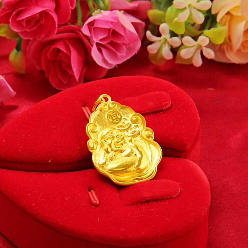 沙金弥勒佛项链 黄铜镀金中国风寓意转运笑面佛宫廷式吊坠-阿里巴巴