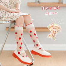 儿童袜子夏季薄款女童丝袜中筒防蚊小腿袜花边水果草莓宝宝水晶袜