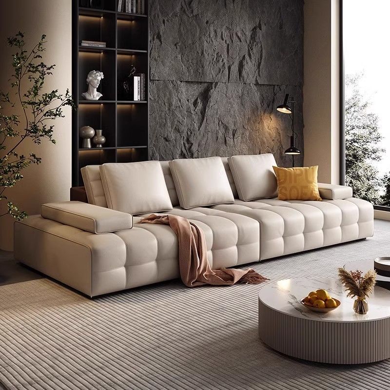 意式劳伦斯沙发极简真皮沙客厅轻奢大户型皮艺沙发直排沙发复古风