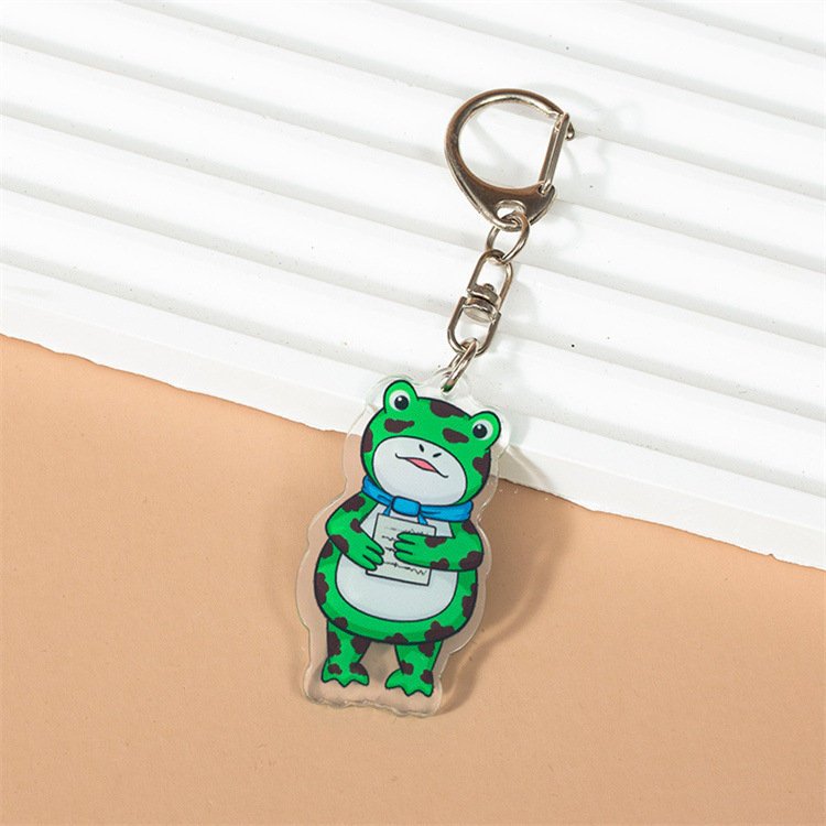 Online Influencer Cute Lonely Frog Man Cartoon Acrylic Keychain Hanging Bag Earphone Sleeves Small Pendant Keychain