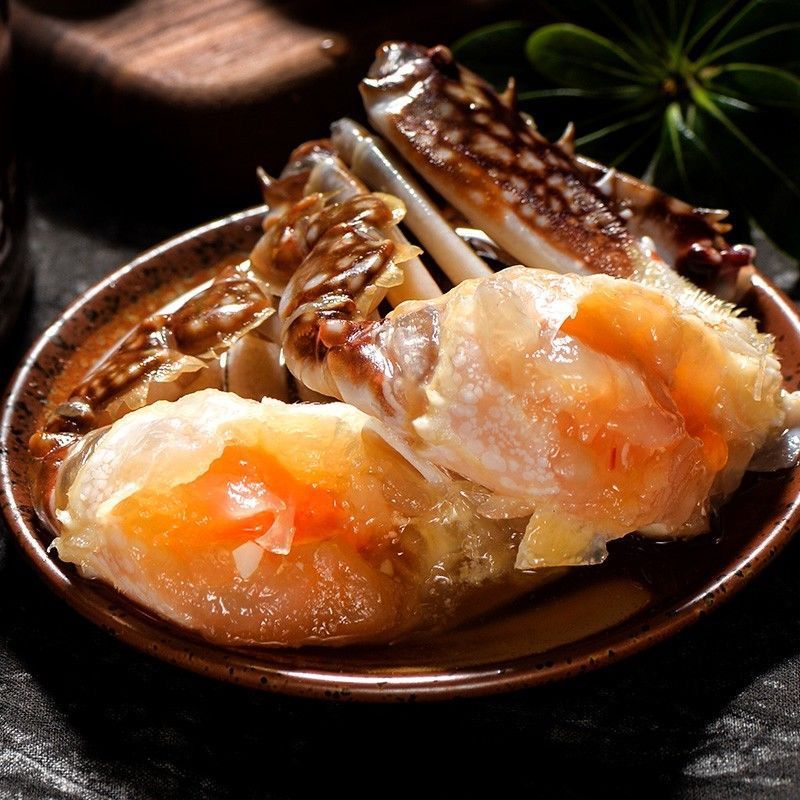 美味红膏醉蟹块即食梭子醉蟹咸呛腌螃蟹海鲜宁波特产生腌蟹块批发