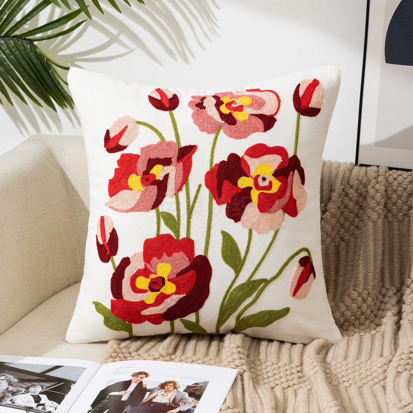 Flower Pillow Cover Wholesale Pastoral Style Ins Home Couch Pillow Bedside Cushion Office Waist Cushion Pillow Blanket