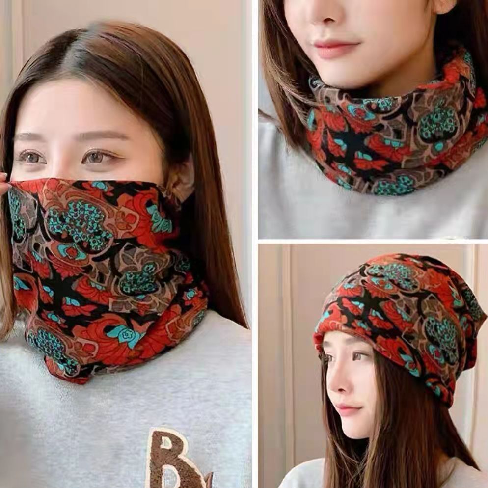 Factory Direct Sales Autumn and Winter Double-Layer Scarf Variety Twist Cap Multi-Functional Pullover Neck Protection Hat Mask Headscarf