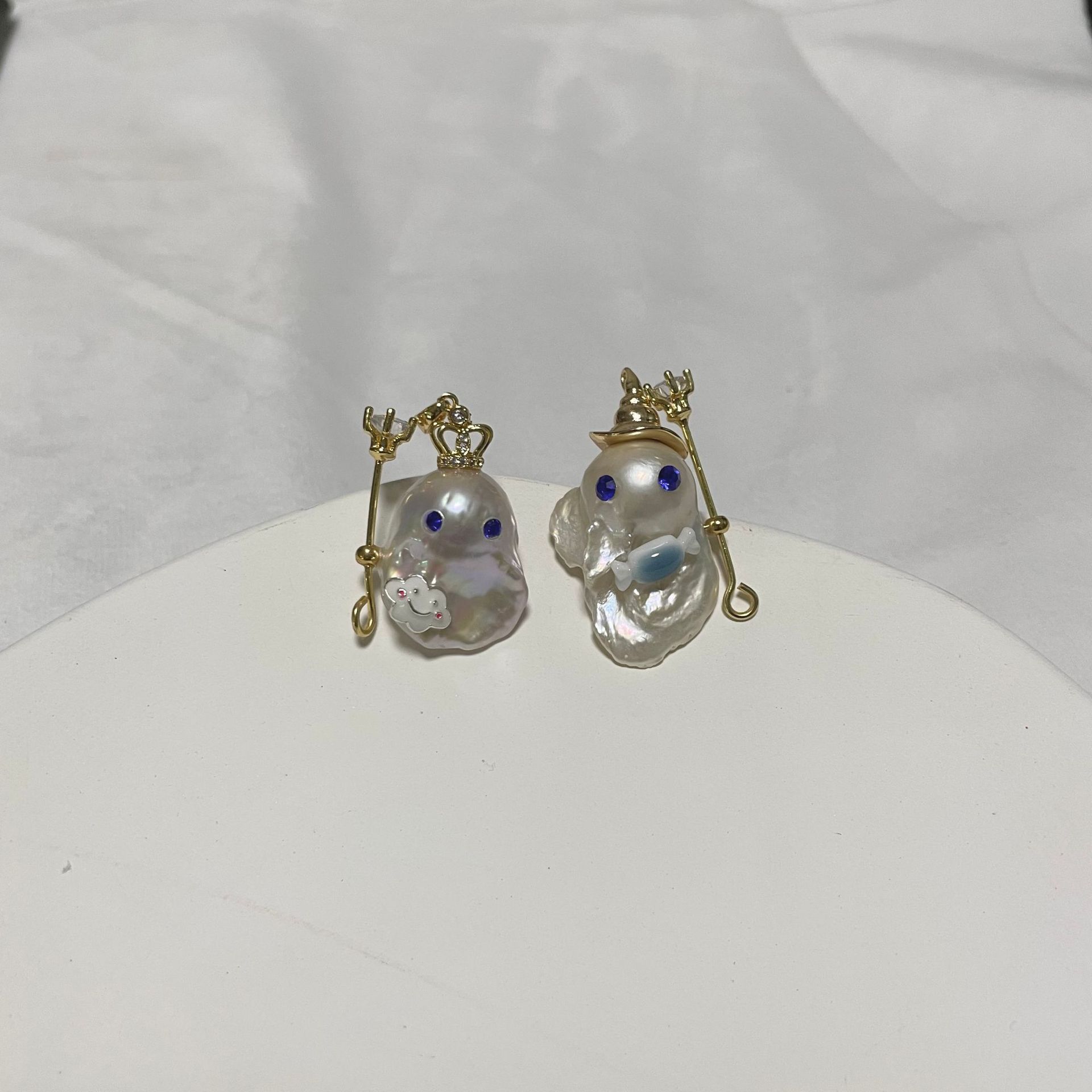 七月珠宝 新品淡水珍珠阿飘炫彩巴洛克异形珠吊坠成品diy配饰项链
