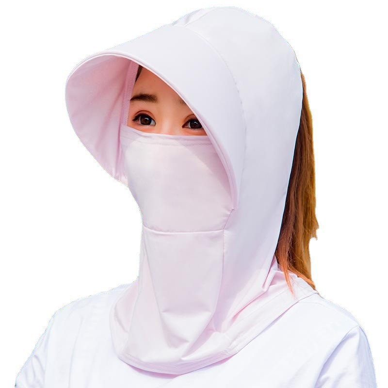 Outdoor Sun Hat Ice Silk Sun Protection Neck Protection Hat Women's Big Brim Lightweight Breathable Ice Silk Material Windproof and Dustproof