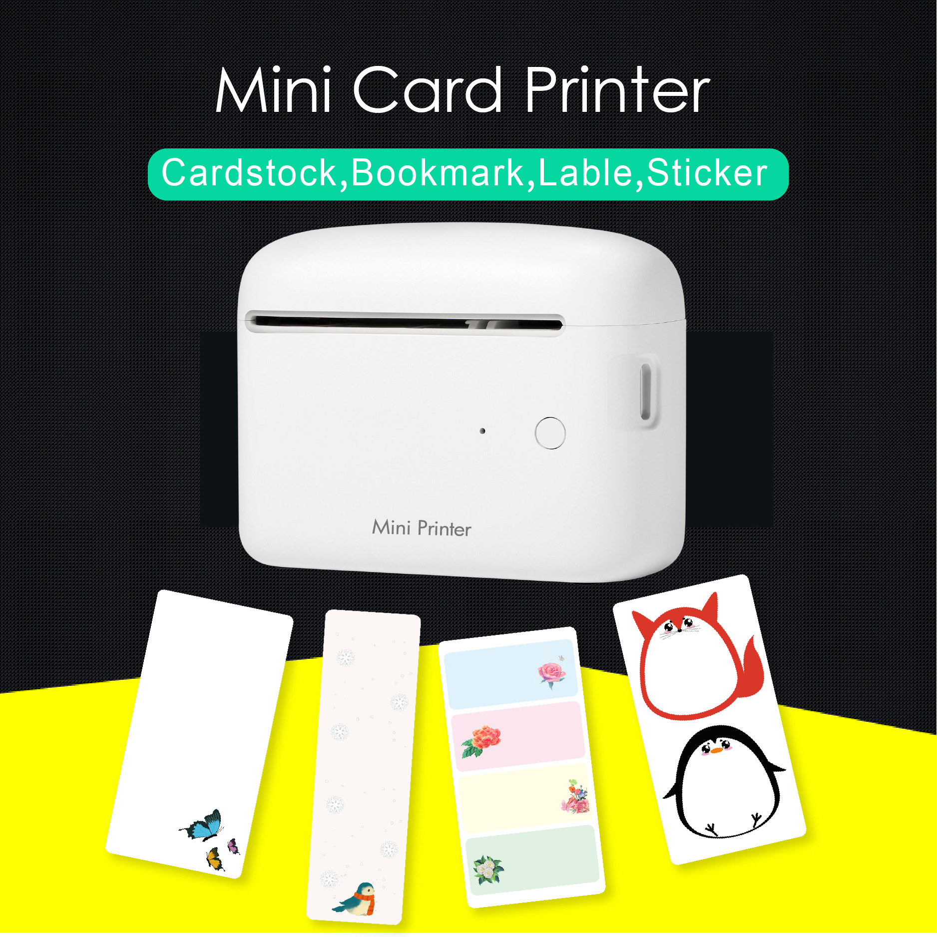mini printer 迷你卡片打印机热敏标签条码书签贴纸照片打印机