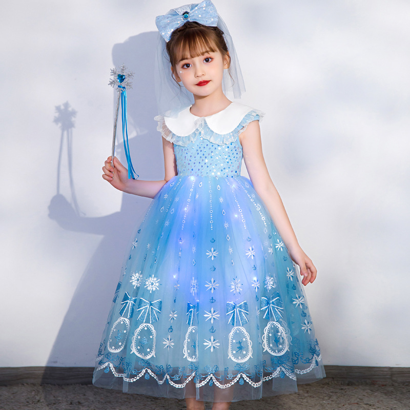 2023 New Girls' Dress Children's Autumn Clothing Princess Elsa Dress Children's Dress Baby Dress One Piece Dropshipping