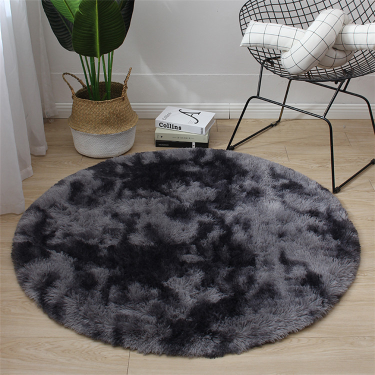 Cross-Border Tie-Dyed Carpet round Plush Variegated Gradient Floor Mat Hanging Basket Cushion Computer Chair Cushion Dressing Table Tent Mat