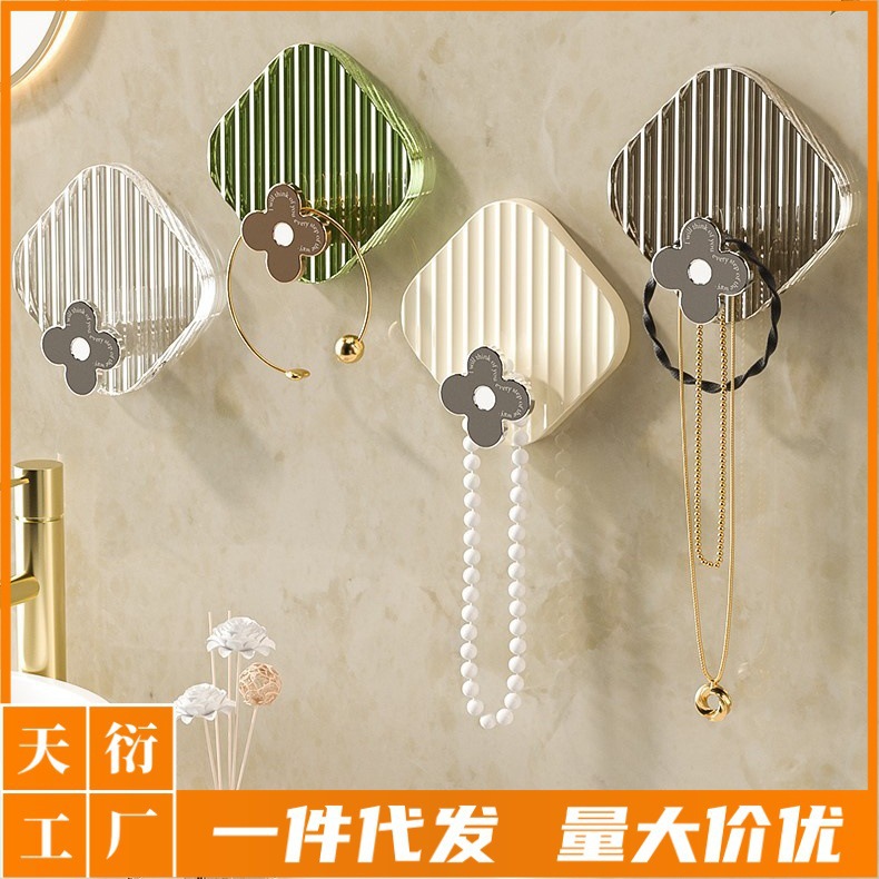 Transparent Light Luxury Hook Adhesive Strong Load-Bearing No-Punch Sticky Hook Bathroom Wall Towel Clothes Seamless Wall