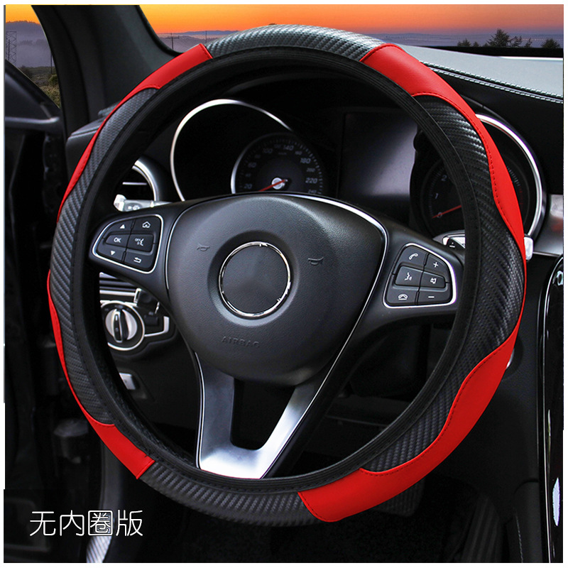 Leather Car Steering Wheel Cover without Inner Ring Elastic